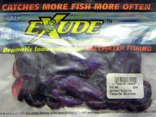 8 Pack of Exude 2 Inch Cajun Crab Scented Soft Plastic Lures - Mangrove Red