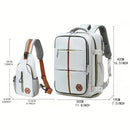 Travel Backpack with Airline-Approved Laptop Compartment and Shoes Compartment - Silver Gray and Chest Bag