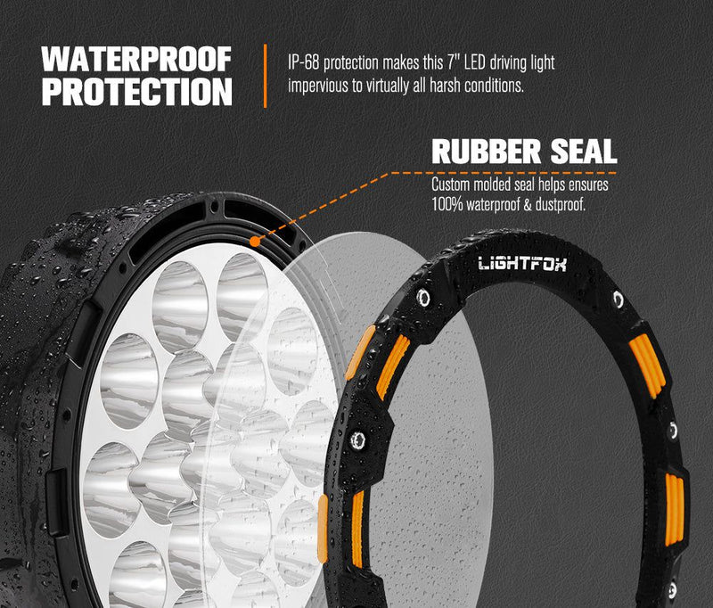 LIGHTFOX 7inch OSRAM LED Driving Spot Lights 1Lux@1,032m(Pair) 13,226Lumens