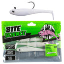 3 Pack of 5 Inch Bite Science Thump Shad Rigged Soft Plastics - Glow White