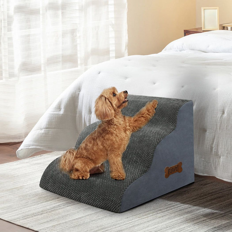 Pawz 3 Steps Pet Stairs Dog Ramp High Density Foam Non-Slip Ladder for Bed Sofa