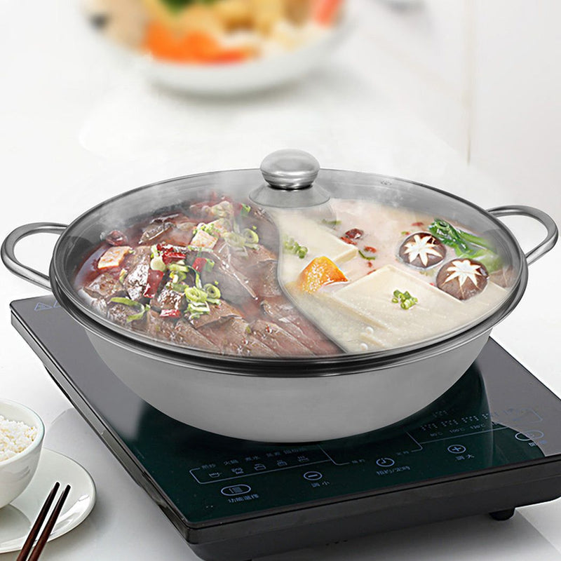 Toque Stainless-Steel 36cm Twin Mandarin Duck Hot Pot Induction Cookware W/Lid
