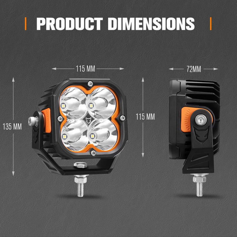 LIGHTFOX Cygnus Pair&nbsp;5inch Osram&nbsp;LED&nbsp;Pod&nbsp;Lights&nbsp;1Lux@396m 7,053Lumens