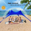 Extra Large Beach Tent Sun Shelter with UPF50+ Protection, Stability Poles, and Ground Pegs - Blue (Includes 4 Poles)