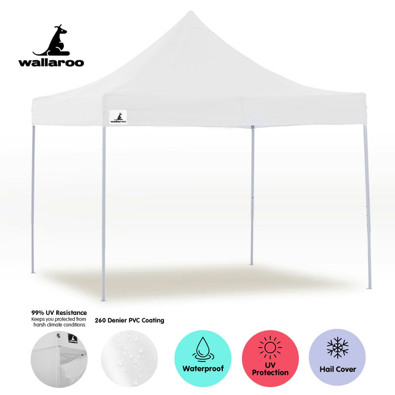 Wallaroo Gazebo Tent Marquee 3m x 3m PopUp Outdoor - White