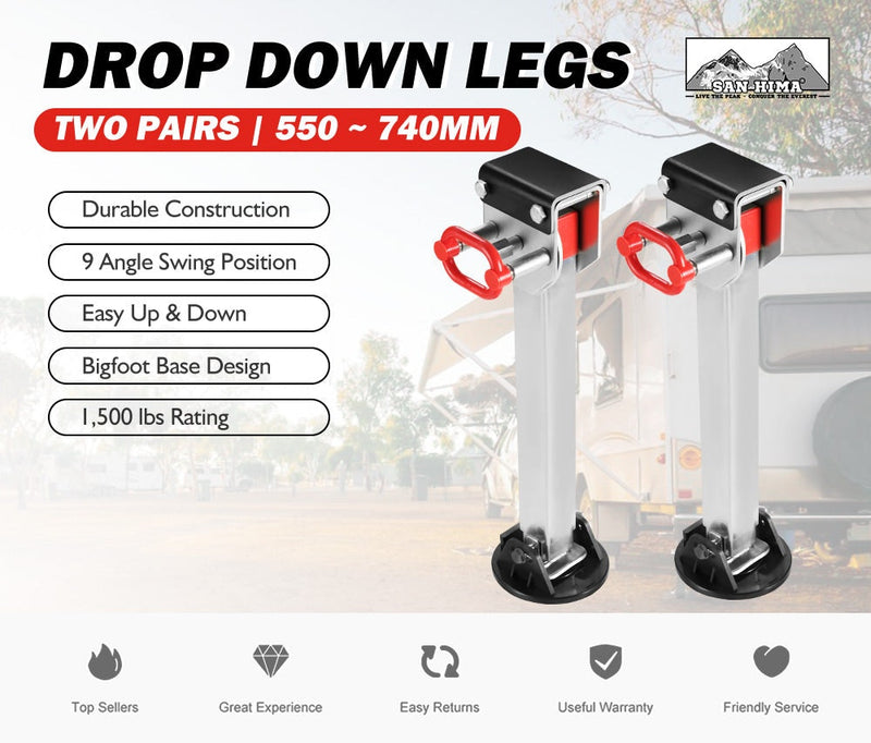 4x 740MM Drop Down Corner Legs 1500LBS Caravan Camper Trailer Stabilizer