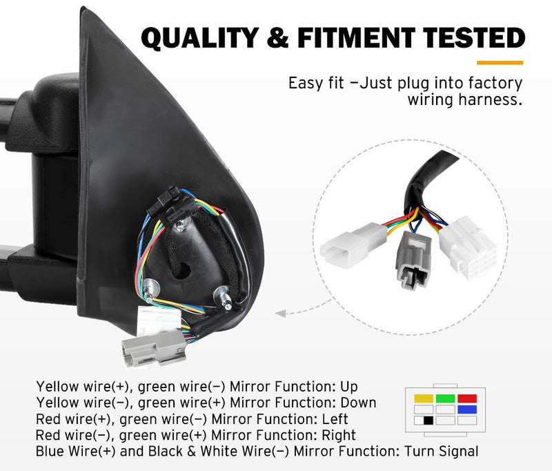 Pair Extendable Towing Mirrors Gen1 for Isuzu D-MAX DMax 2007-2011 Black