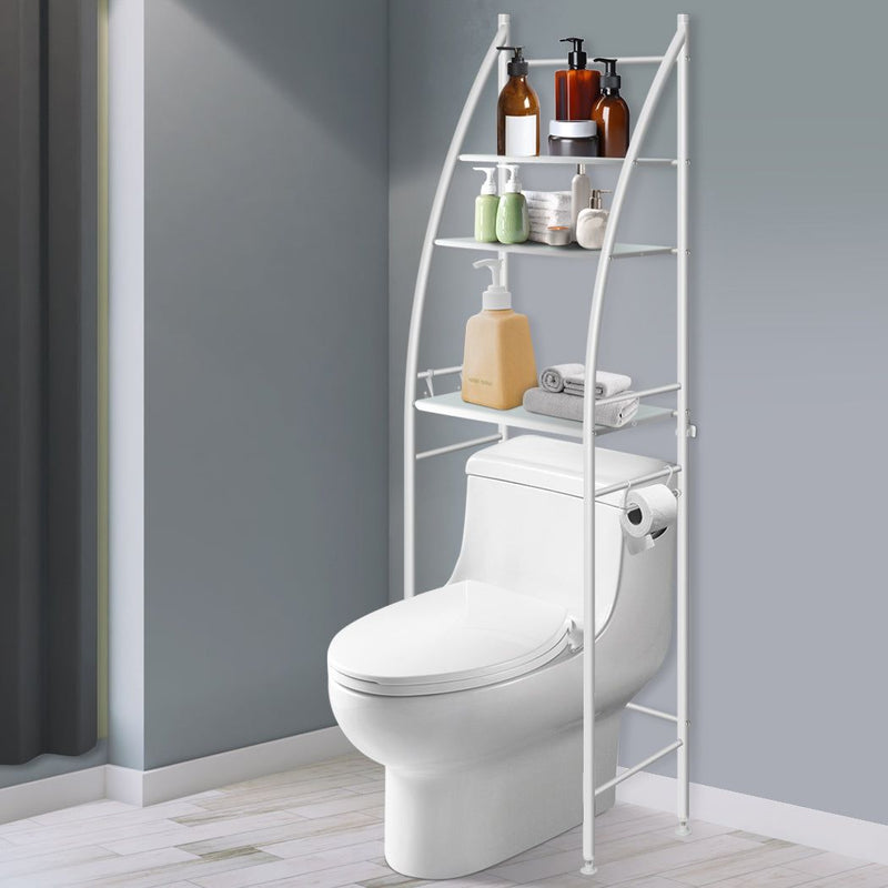 Dutxa 3 Tier Over Toilet Storage Shelf Rack Stand Washing Machine Steel White