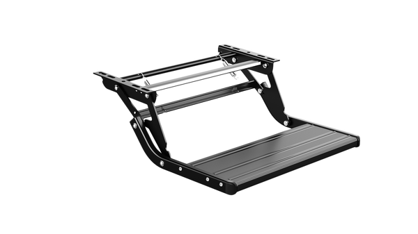 On the road RV 12V Aluminium Single Step with LED Light Black