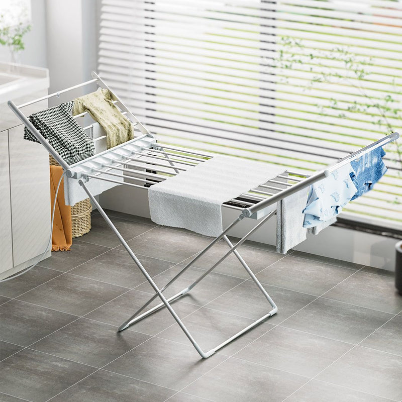 Levede Airer Folding Laundry Clothes Dryer Electric Heated Rack Indoor Silver