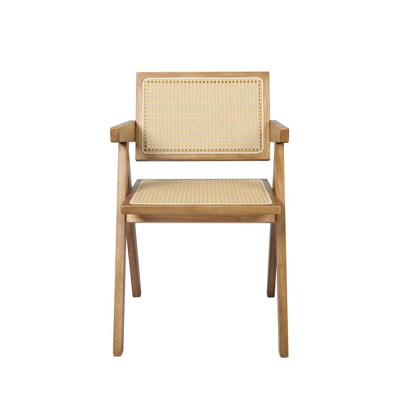 Levede 4x Dining Chair Solid Wood Rattan Armchair Wicker Accent Lounge Chairs