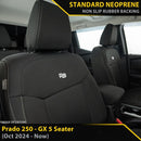 Toyota Prado 250 GX GP4 Neoprene 2x Front Seat Covers