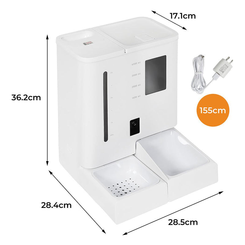 Pawz Automatic Pet Feeder Auto Camera Dog Cat Water Food Dispenser WiFi Smart