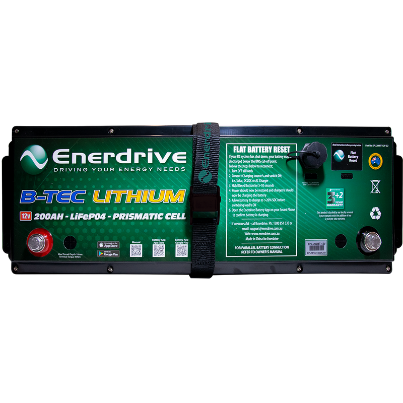200AH 12V DC ENERDRIVE GEN2 B-TEC LIFEPO4 Lithium Battery