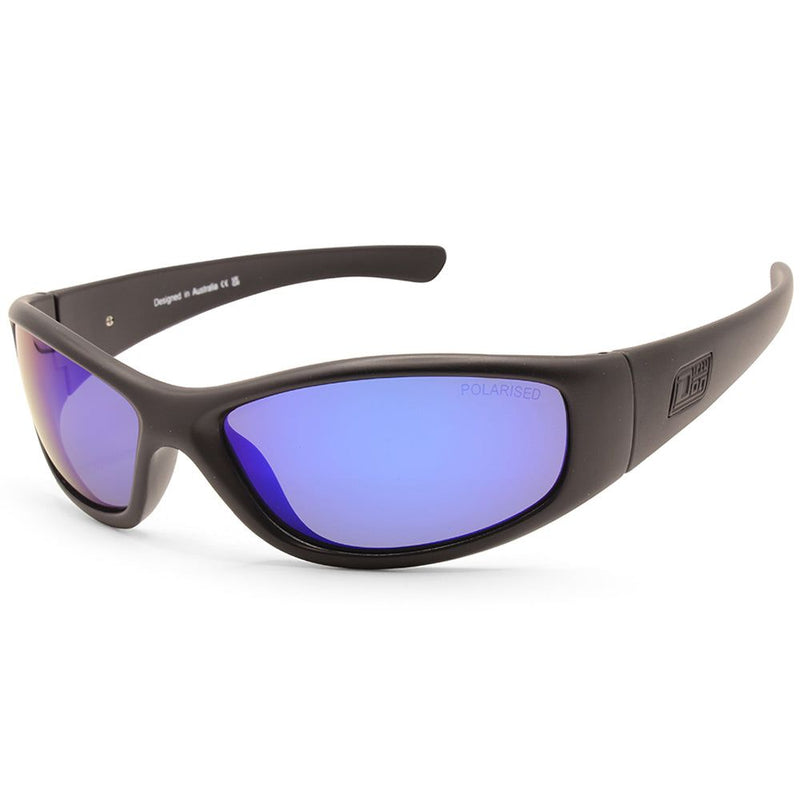 Dirty Dog Buzzer Satin Satin Black/Blue Mirror Men's Polarised Sunglasses