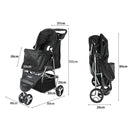 Pawz Large Pet Stroller Dog Cat Carrier Travel Pushchair Foldable Pram 3 Wheels