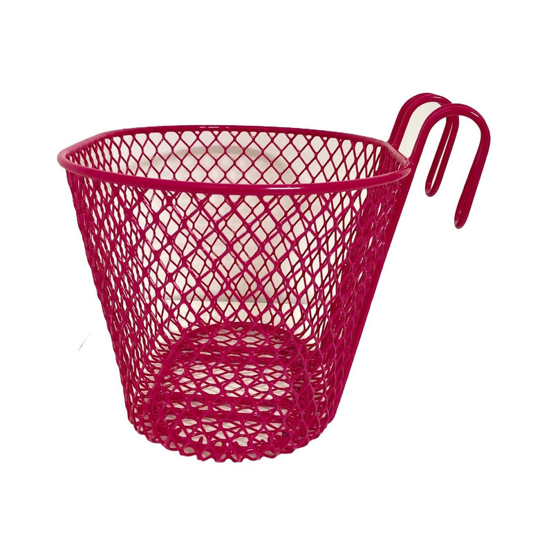 Kids Bike Wire Mesh Hook On Front Carry Basket (Pink)