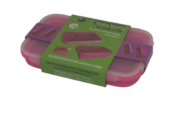 Collapsible Silicone Rectangle Container 5L - Pink