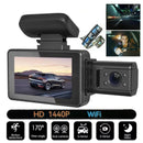 2K 1440P WiFi Dual Lens Dash Cam with Night Vision Black