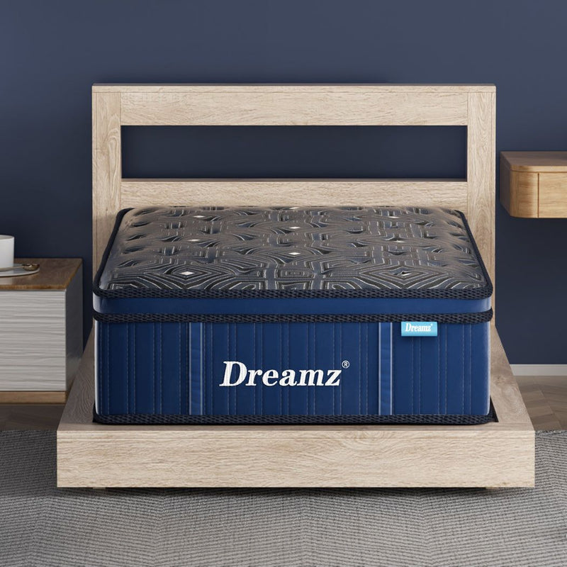 DreamZ Spring Mattress Bed Euro Top Pocket Spring Medium Firm Foam 30cm Single