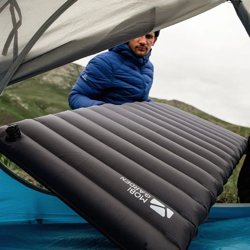 Inflatable Air Mat with Pump Single Sleeping Pad Gray