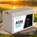 12V 135Ah AGM Battery Outdoor RV Marine 4WD Deep Cycle & W/ Strap Battery Box