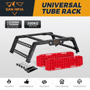 San Hima Universal Ute Tub Rack Steel 3mm + Pair Recovery Tracks Board Red