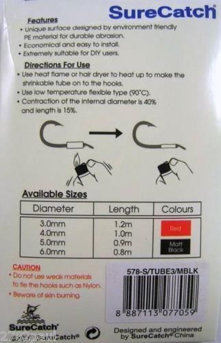 1 Packet of Black SureCatch Fishing Heat Shrink Tube - Wire Cable Sleeve Tubing
