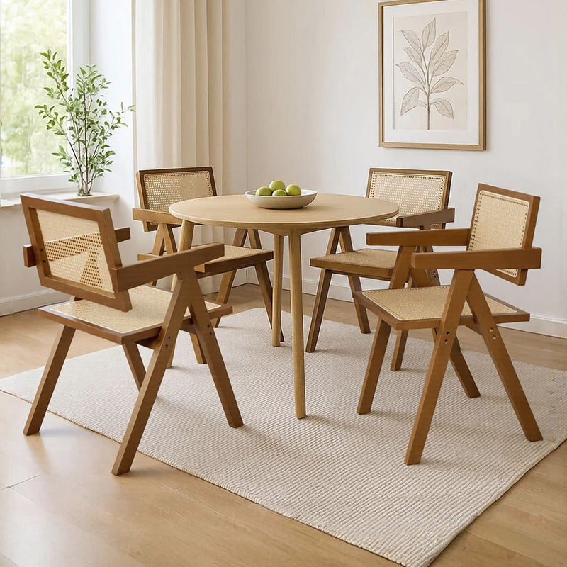 Levede 4x Armchair Dining Chair Wicker Wooden Chairs Rattan Accent Lounge Seat