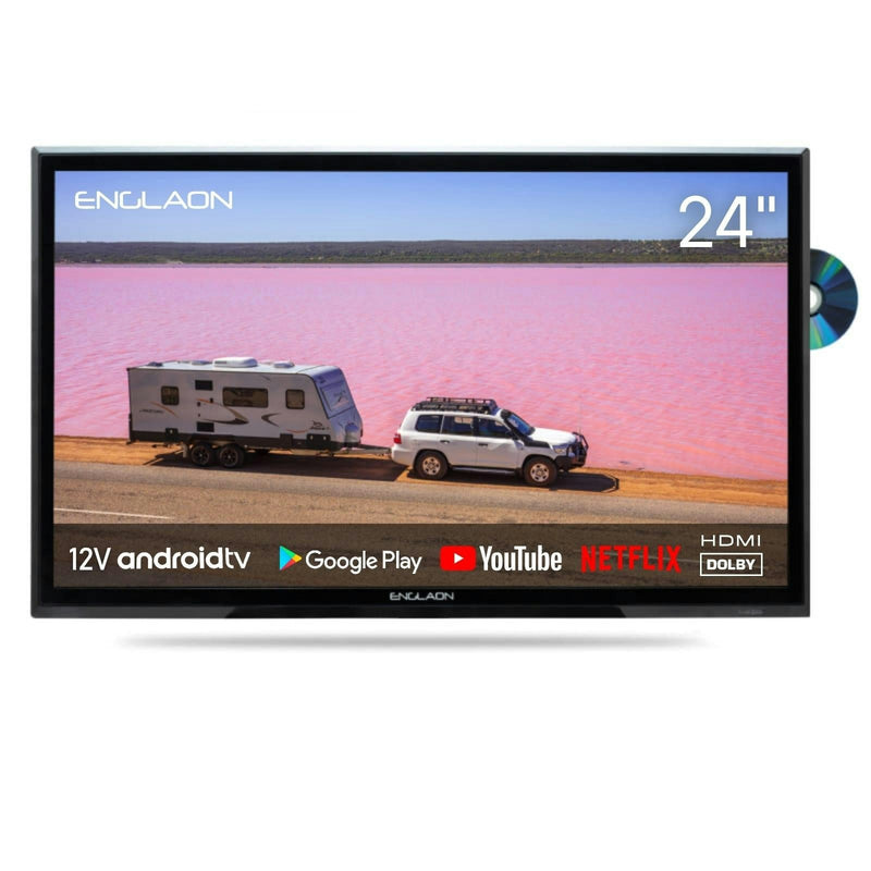 ENGLAON 24’’ Full HD Smart 12V TV With Built-in DVD Player, Chromecast, Bluetooth & Google TV