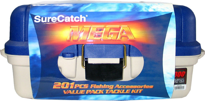 Surecatch 201 Piece Mega Fishing Pack - 3 Tray Tackle Box - Assorted Tackle Kit