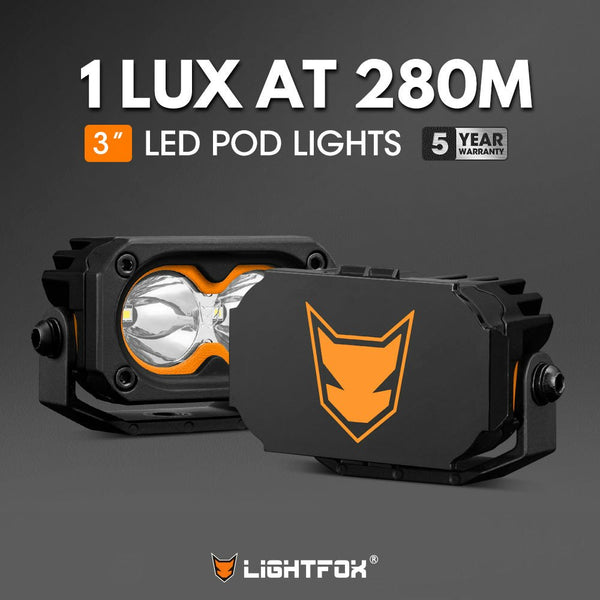 LIGHTFOX Pair&nbsp;3inch Cygnus-2 Osram&nbsp;LED&nbsp;Pod&nbsp;Lights 1Lux@280m 2,026LM