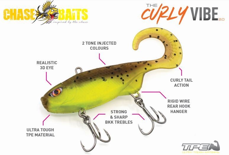 85mm Chasebaits Curly Vibe 2.0 Heavy (23g) Soft Vibe Fishing Lure