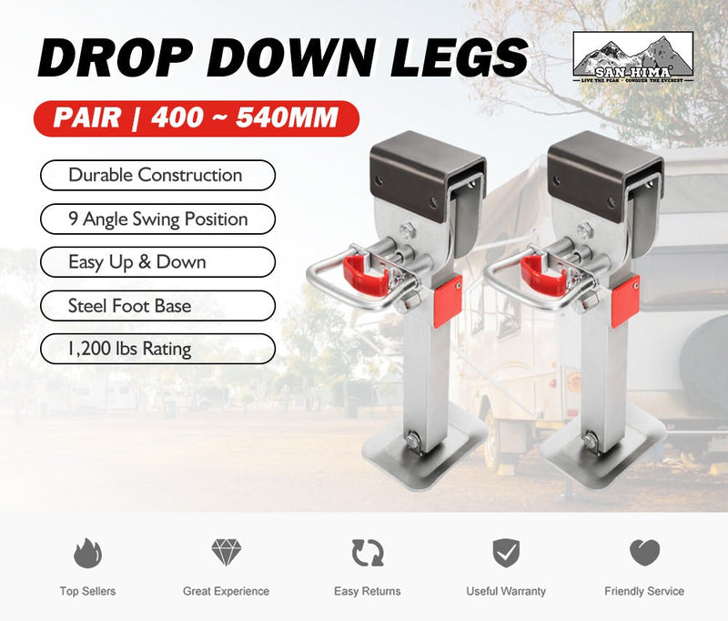 2x 400MM Corner Legs Drop Down W/Handle Steel Base 1200LBS