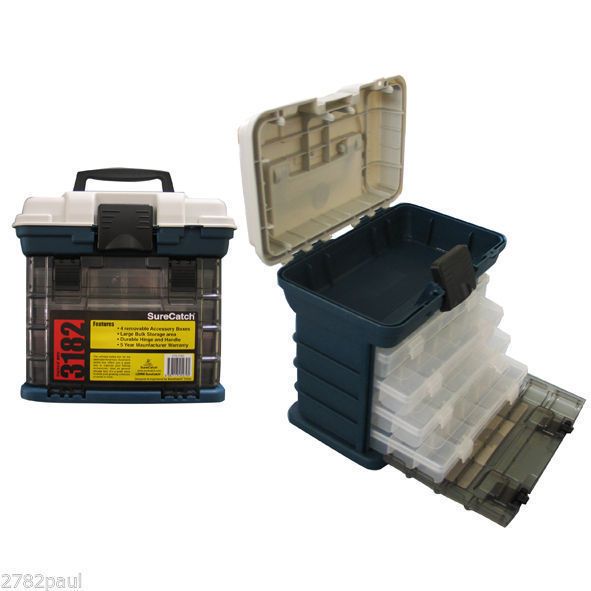 Surecatch 4 Tray Heavy Duty Fishing Tackle Box for Terminal Tackle Blue