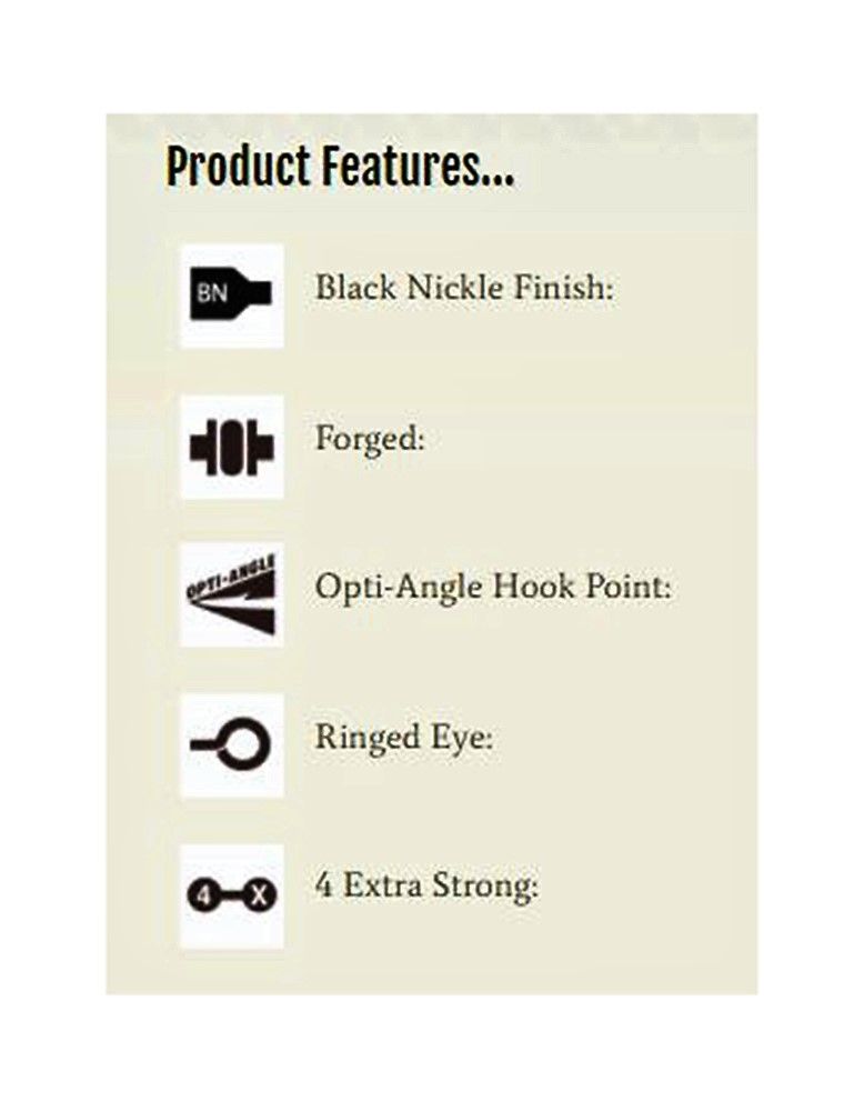 1 Packet of Mustad 10827NPBLN Hoodlum Live Bait 4x Strong Fishing Hooks