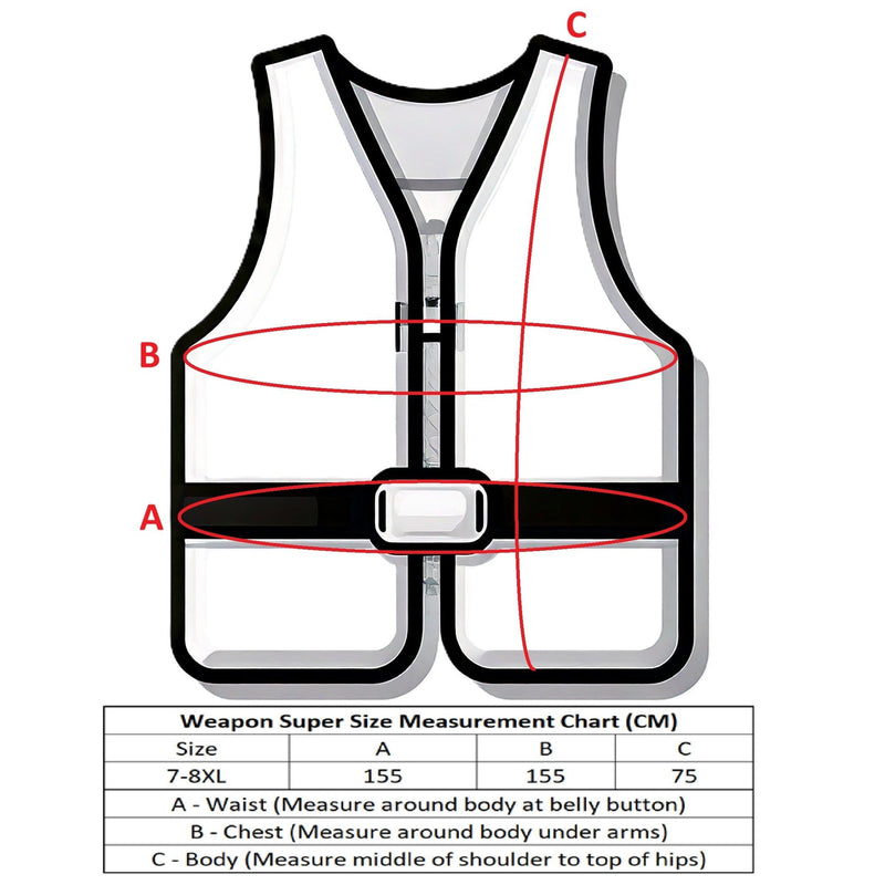 Weapon Super Size 7XL-8XL Neoprene PFD Buoyancy Life Vest Jacket Black/Blue