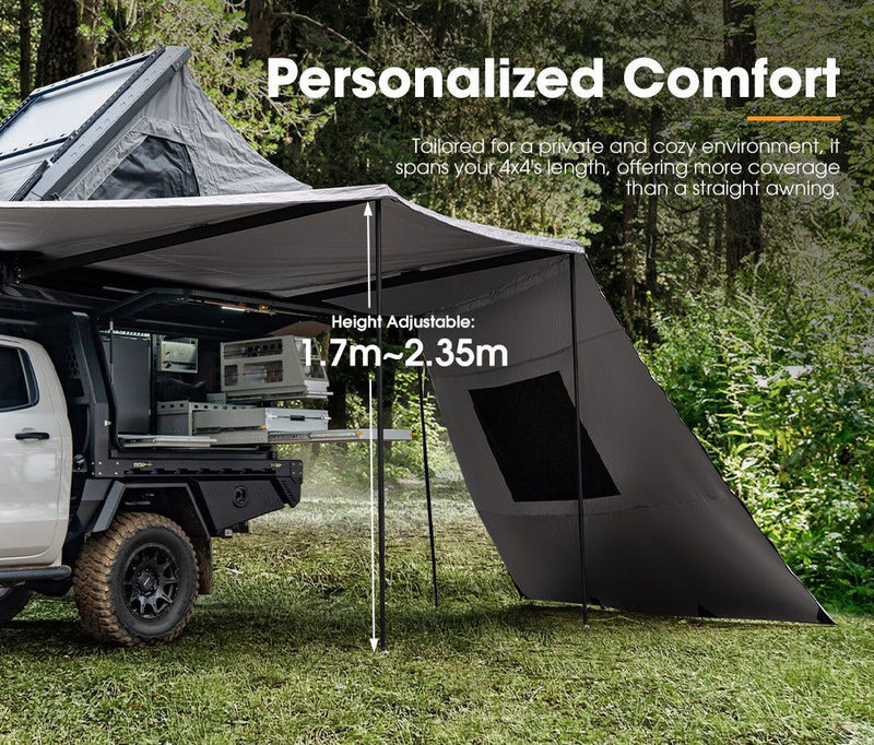 San Hima 180 Degree Awning With Side Wall Car Privacy Screens