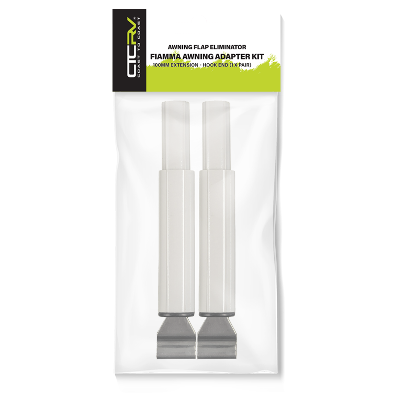 Coast RV Flap Eliminator Fiamma Awning Adaptor x 2 - Hook End - White
