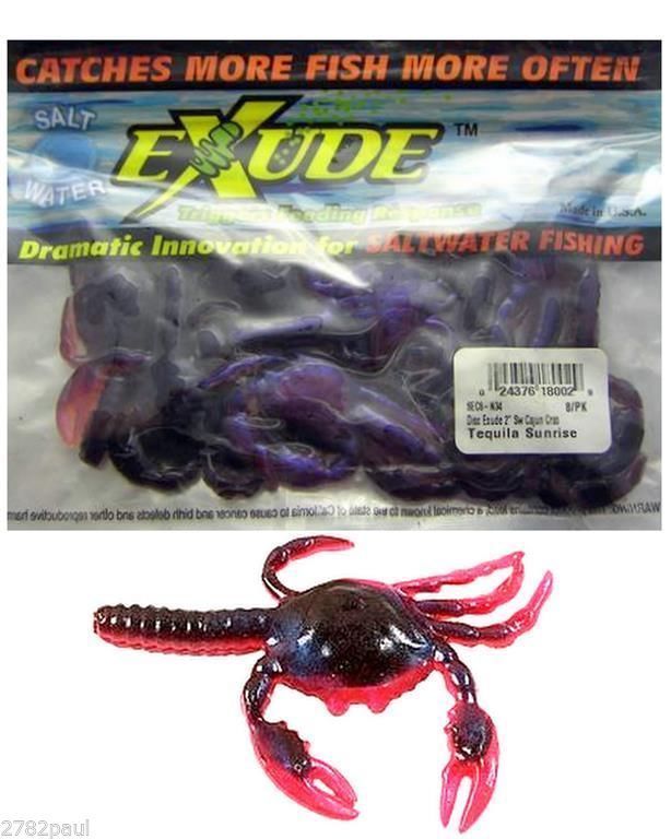 8 Pack of Exude 2 Inch Cajun Crab Scented Soft Plastic Lures - Mangrove Red