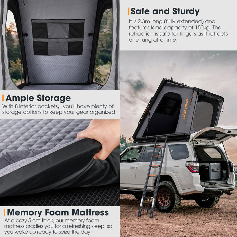 San Hima Kalbarri Gen 2 Roof Top Tent Hard Shell With Ladder + 250W Solar Panel