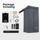 San Hima Shower Awning Tent Instant Ensuite Fold-Out & 8L Gas Hot Water Heater