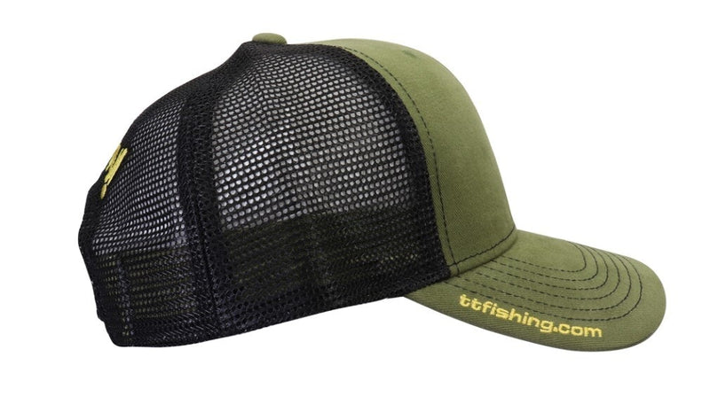 TT Fishing Khaki Green/Black Premium Trucker Cap with Snap Closure