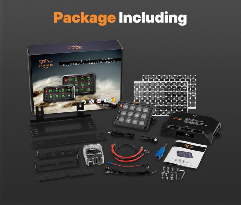 San Hima 12 Gang&nbsp;Bluetooth Switch Panel 12V/24V ON-OFF LED Control For Boat Car