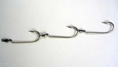 Mustad Pre-Rigged Deluxe Swivel Gang Hooks 4/0 X 3 Sets