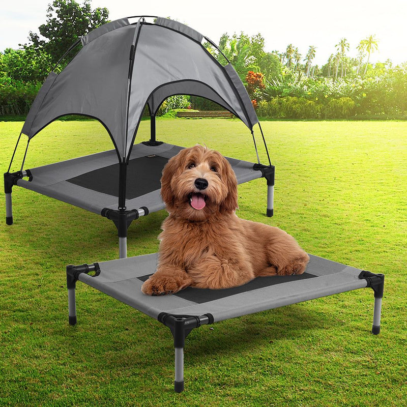 Pawz Pet Trampoline Bed Dog Cat Elevated Hammock With Canopy Raised Heavy Duty M