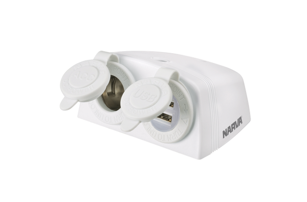 NARVA Surface Mount ACC/USB Socket - White 81168WBL