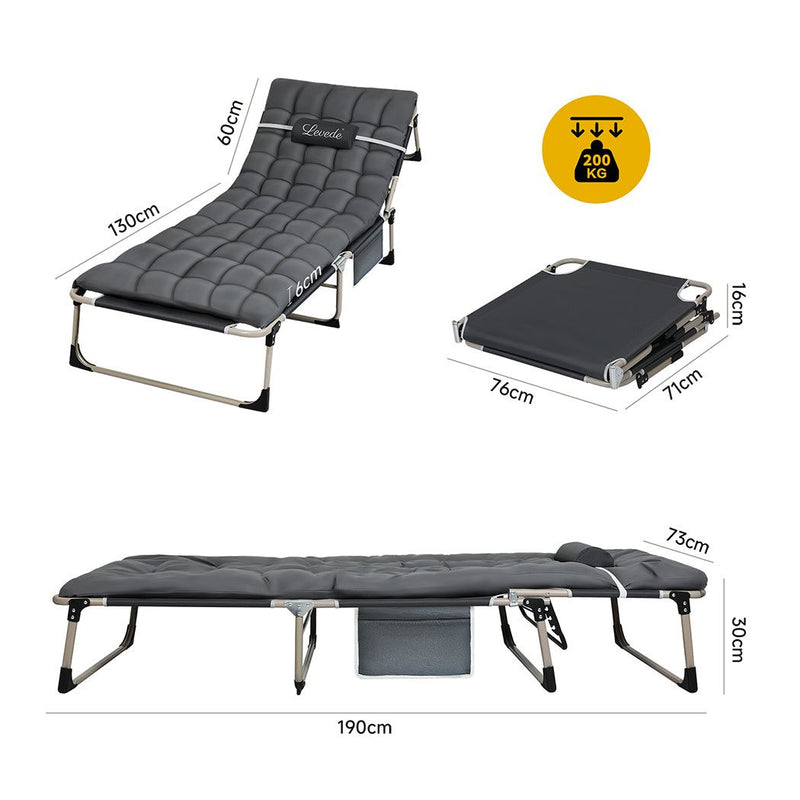 Levede Folding Camping Bed Camping Cot Adjustable Backrest Home Office Outdoor