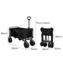 Lambu Garden Camping Trolley Outdoor Garden Wagon Cart Folding Widen Picnic Black