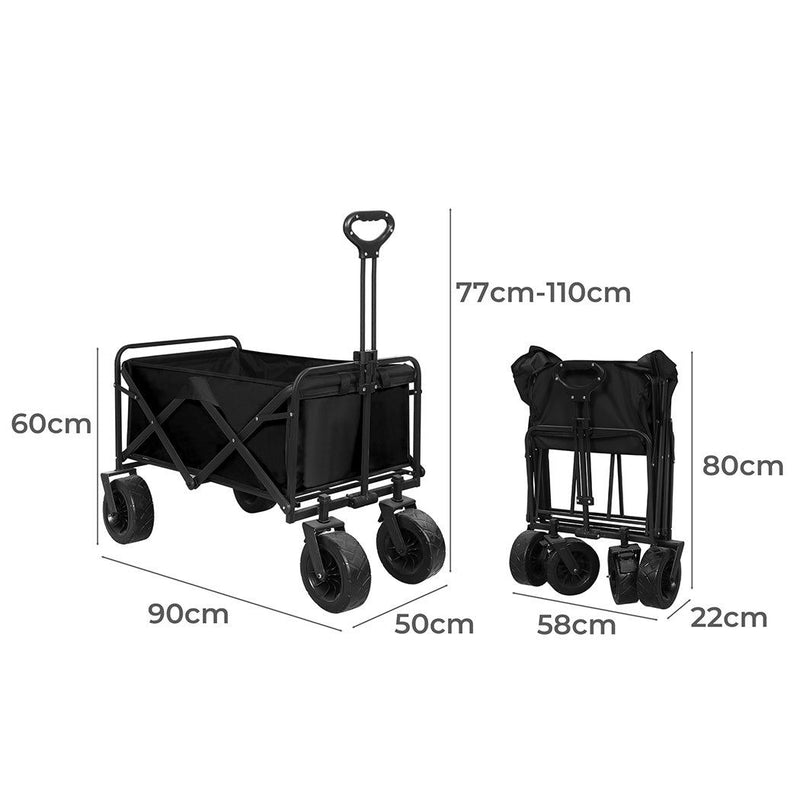 Lambu Garden Camping Trolley Outdoor Garden Wagon Cart Folding Widen Picnic Black